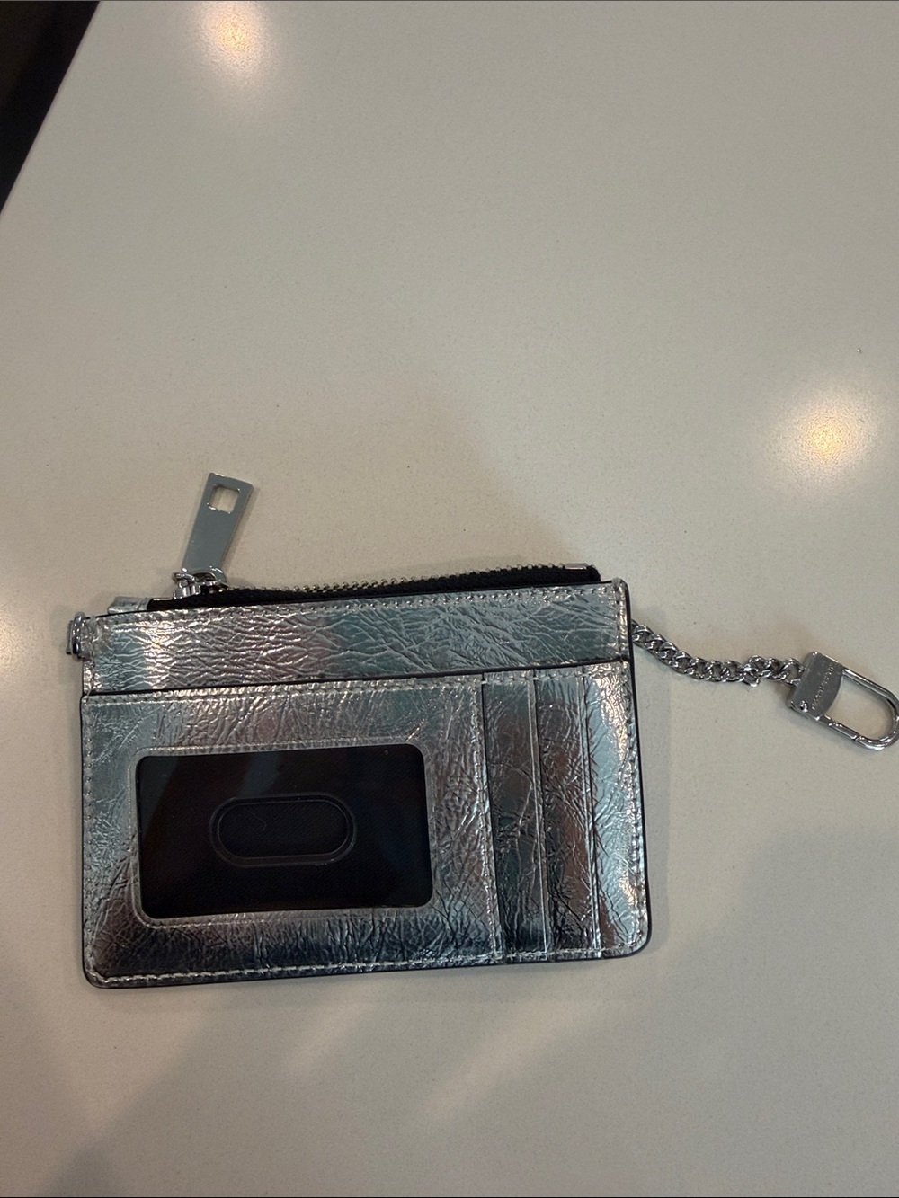 Marc Jacobs Metallic Silver Zip Card Holder - Picture 5 of 5